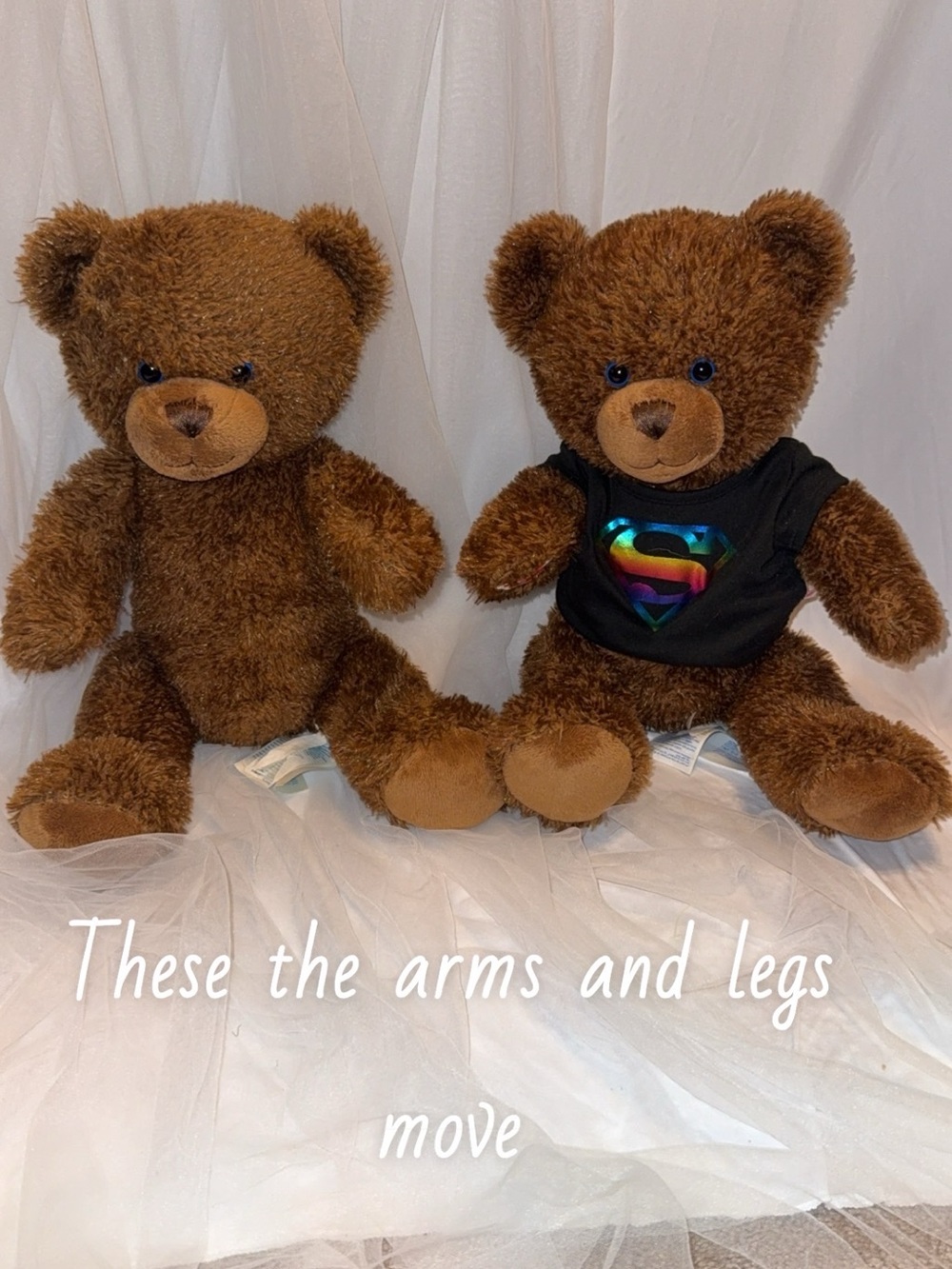 2 Build-A-Bear Brown Plush Teddy Pair with Movable Limbs